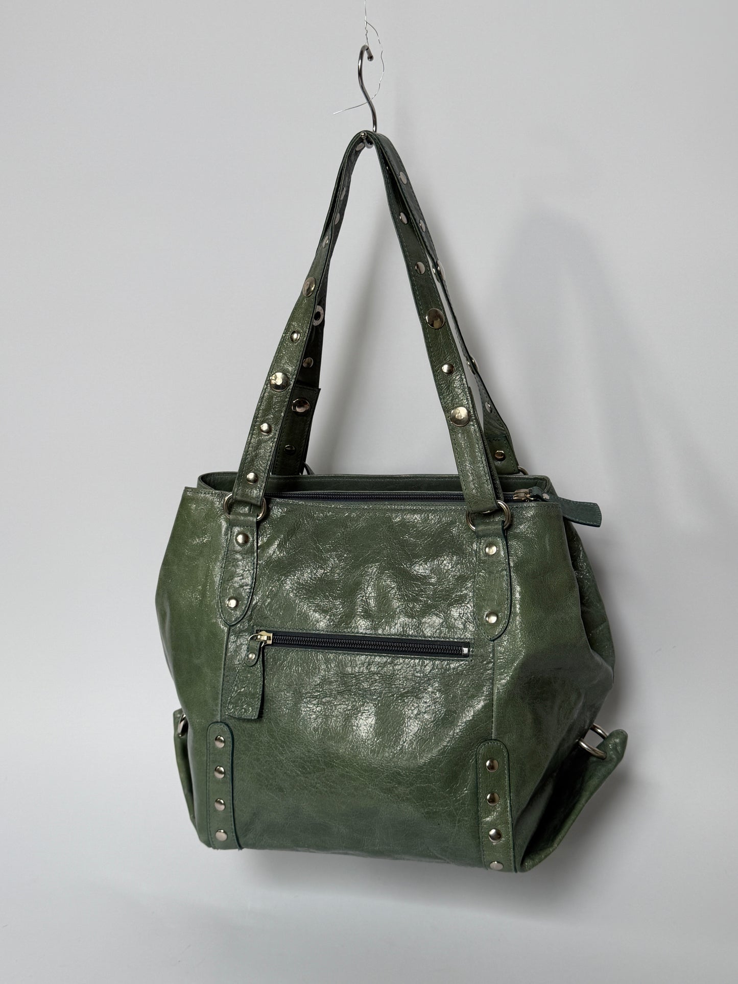Crinkle Leather Handbag in Teal