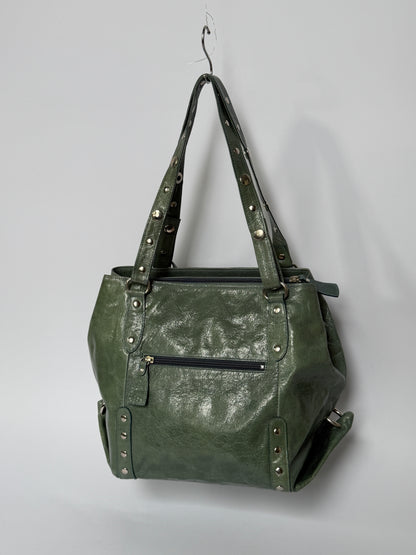 Crinkle Leather Handbag in Teal