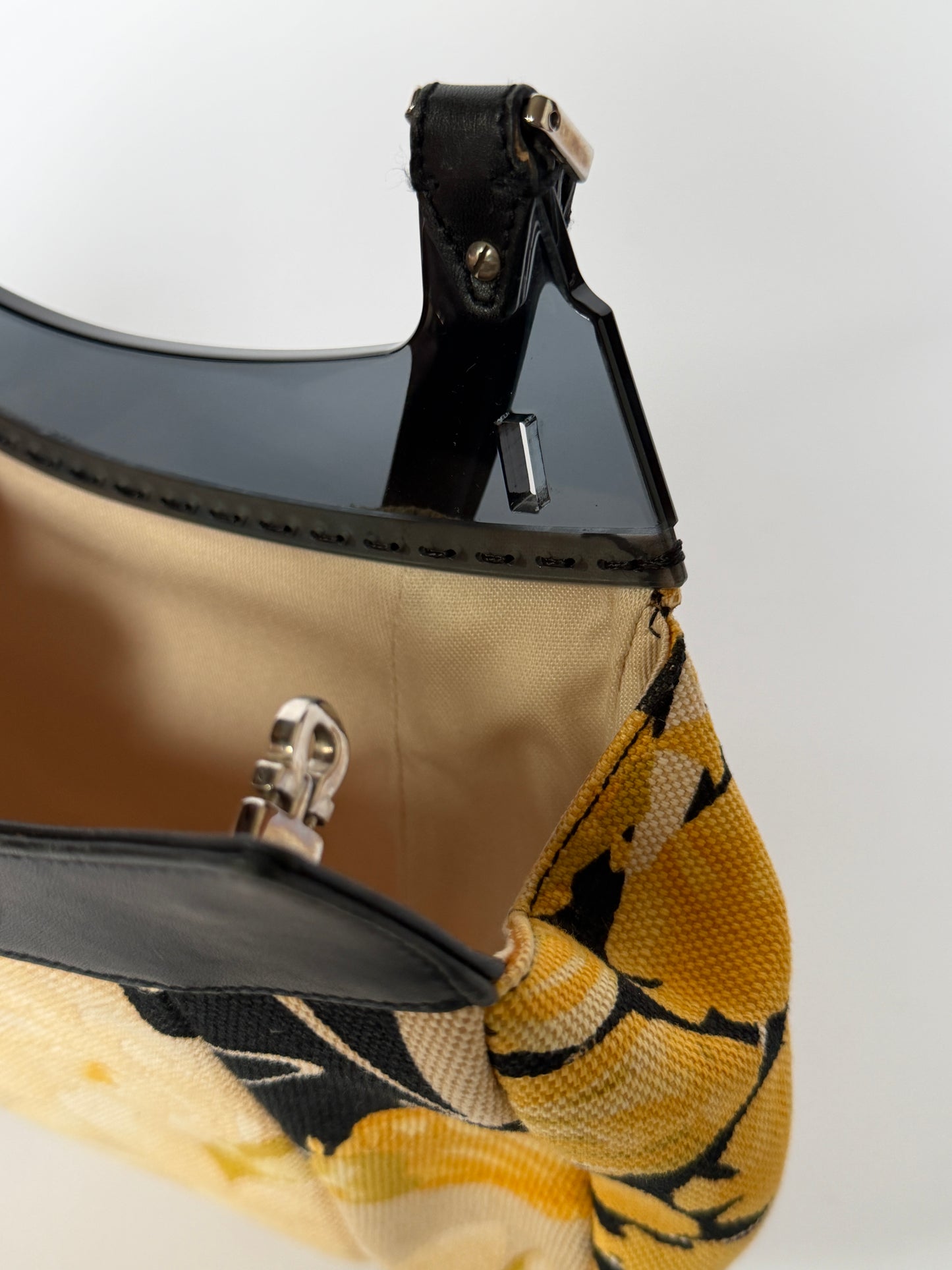 Ferragamo Fish & Flower Print Canvas Handbag