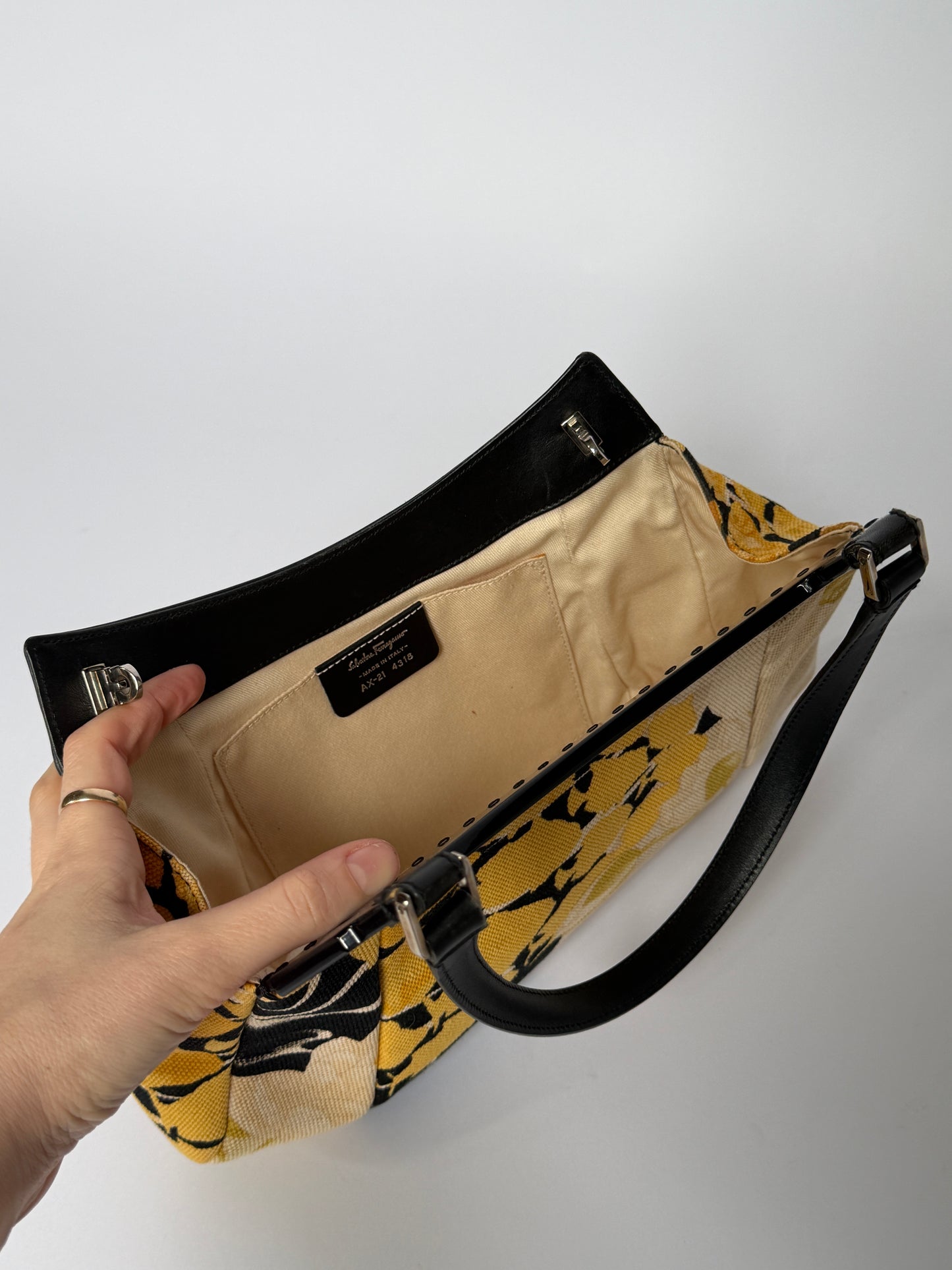 Ferragamo Fish & Flower Print Canvas Handbag