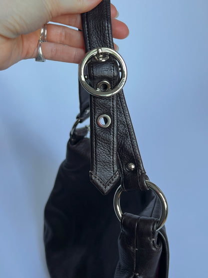 Classic Black Leather Coach Buckle Bag
