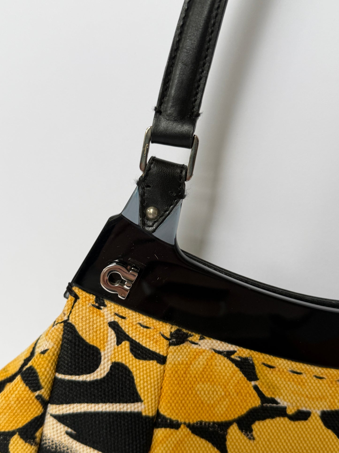 Ferragamo Fish & Flower Print Canvas Handbag