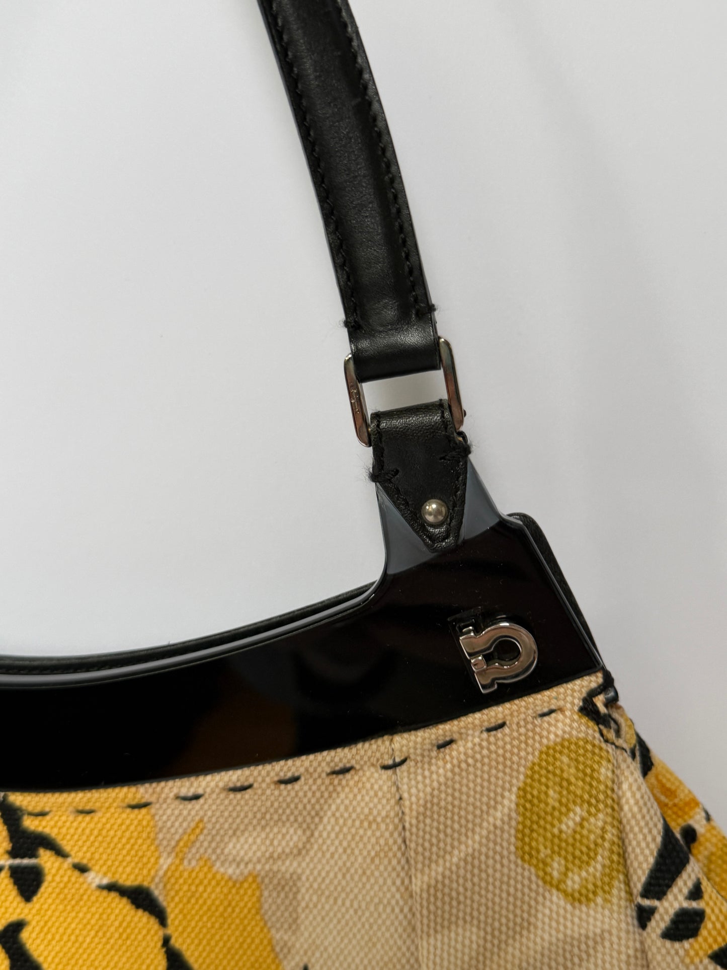 Ferragamo Fish & Flower Print Canvas Handbag