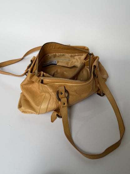 Vintage Italian Leather Shoulder Bag — Beige