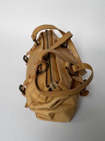 Vintage Italian Leather Shoulder Bag — Beige