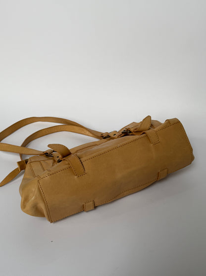 Vintage Italian Leather Shoulder Bag — Beige
