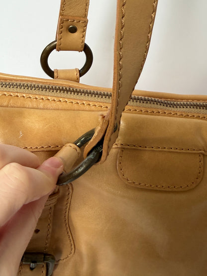 Vintage Italian Leather Shoulder Bag — Beige