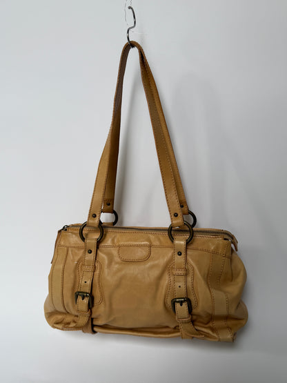 Vintage Italian Leather Shoulder Bag — Beige