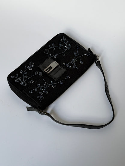 Guess Y2K Floral Bead Linen Shoulder Bag