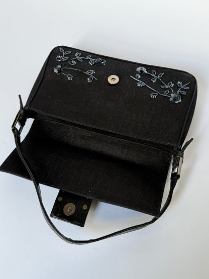 Guess Y2K Floral Bead Linen Shoulder Bag
