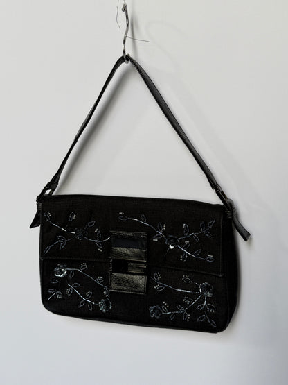 Guess Y2K Floral Bead Linen Shoulder Bag