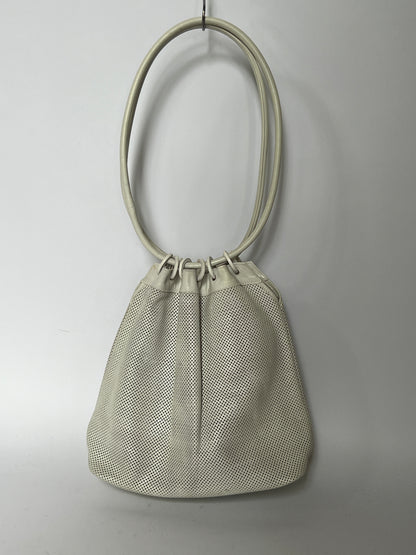Gucci White Mesh Leather Ring Handle Shoulder Bag