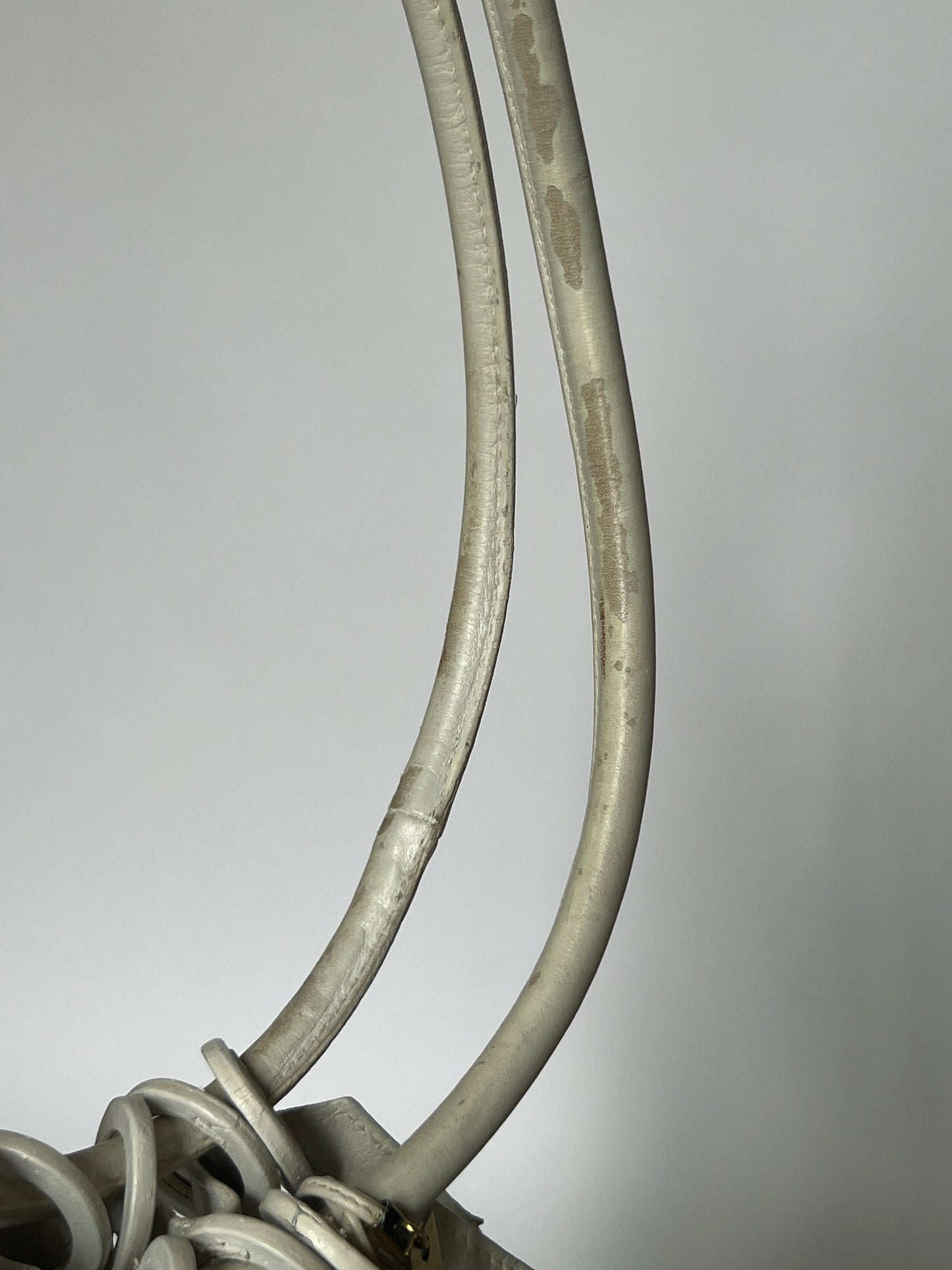 Gucci White Mesh Leather Ring Handle Shoulder Bag