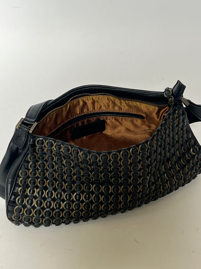 Vintage Italian Ring Weave Shoulder Bag with Pony Hair Handle