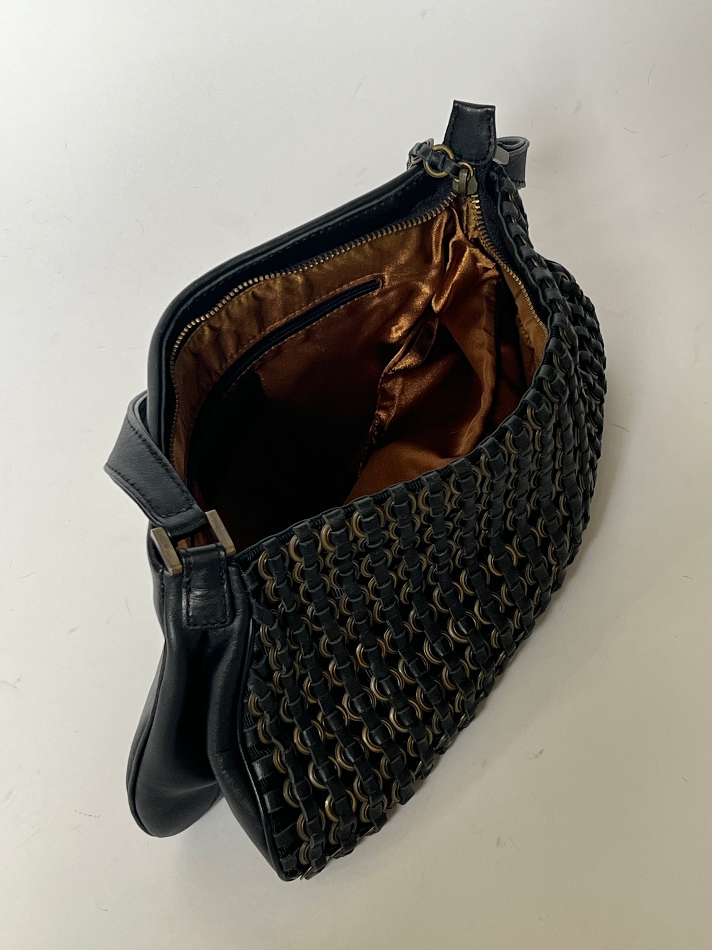 Vintage Italian Ring Weave Shoulder Bag with Pony Hair Handle