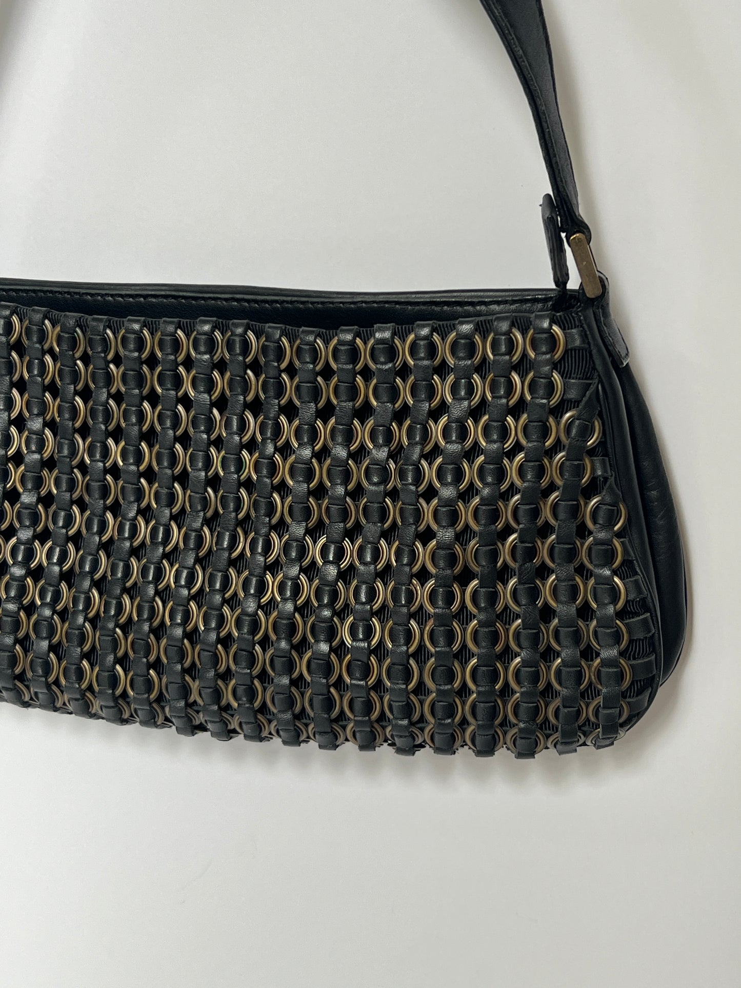 Vintage Italian Ring Weave Shoulder Bag with Pony Hair Handle