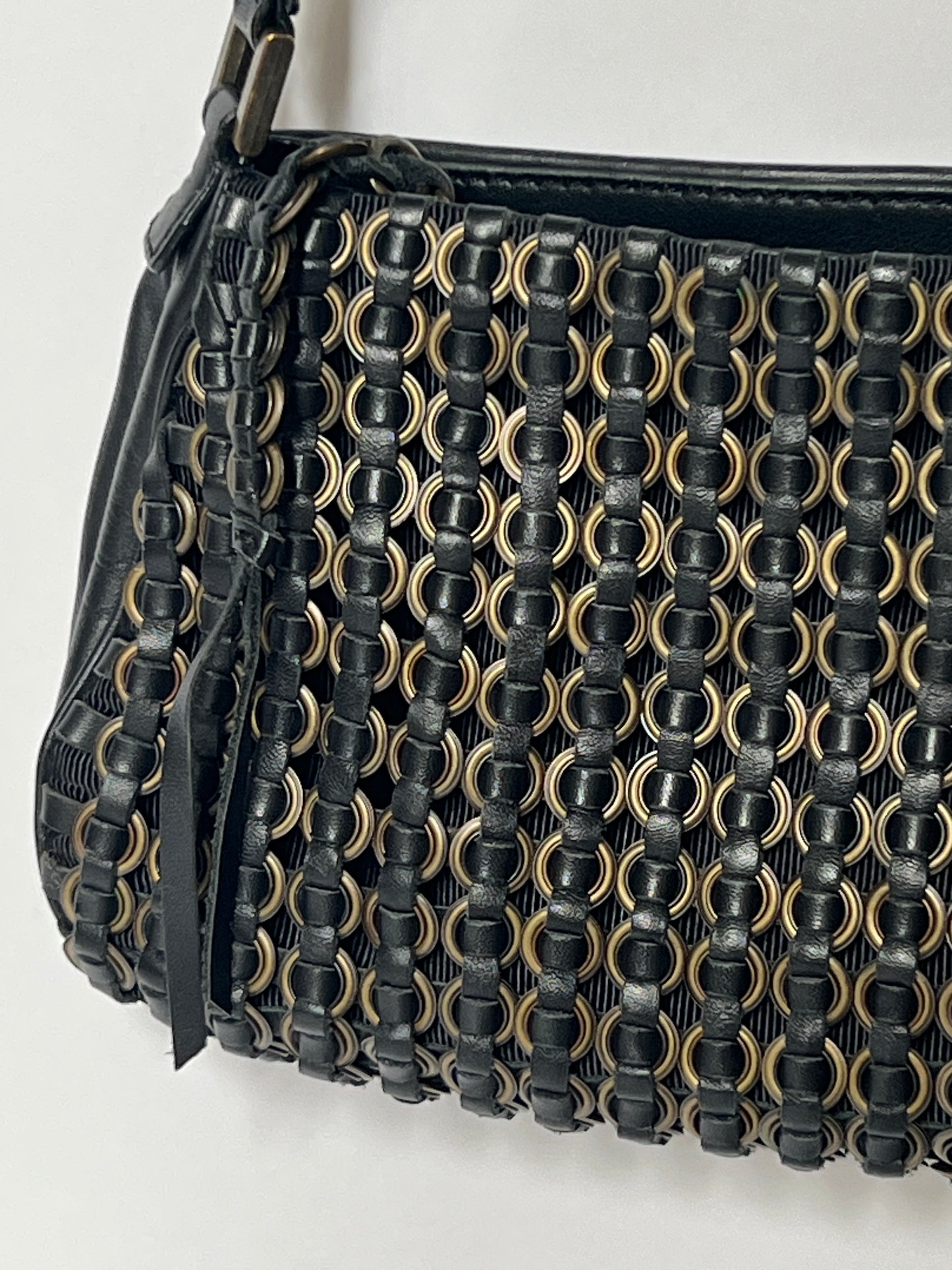 Vintage Italian Ring Weave Shoulder Bag with Pony Hair Handle