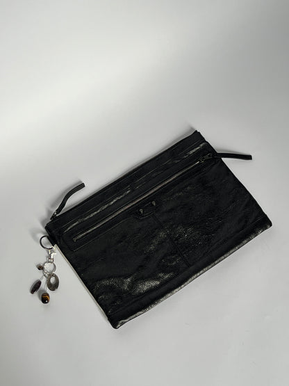 Balenciaga Two Tone Leather Motorcycle Clutch