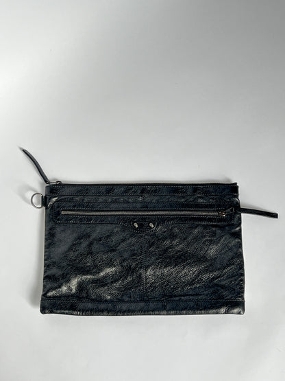 Balenciaga Two Tone Leather Motorcycle Clutch