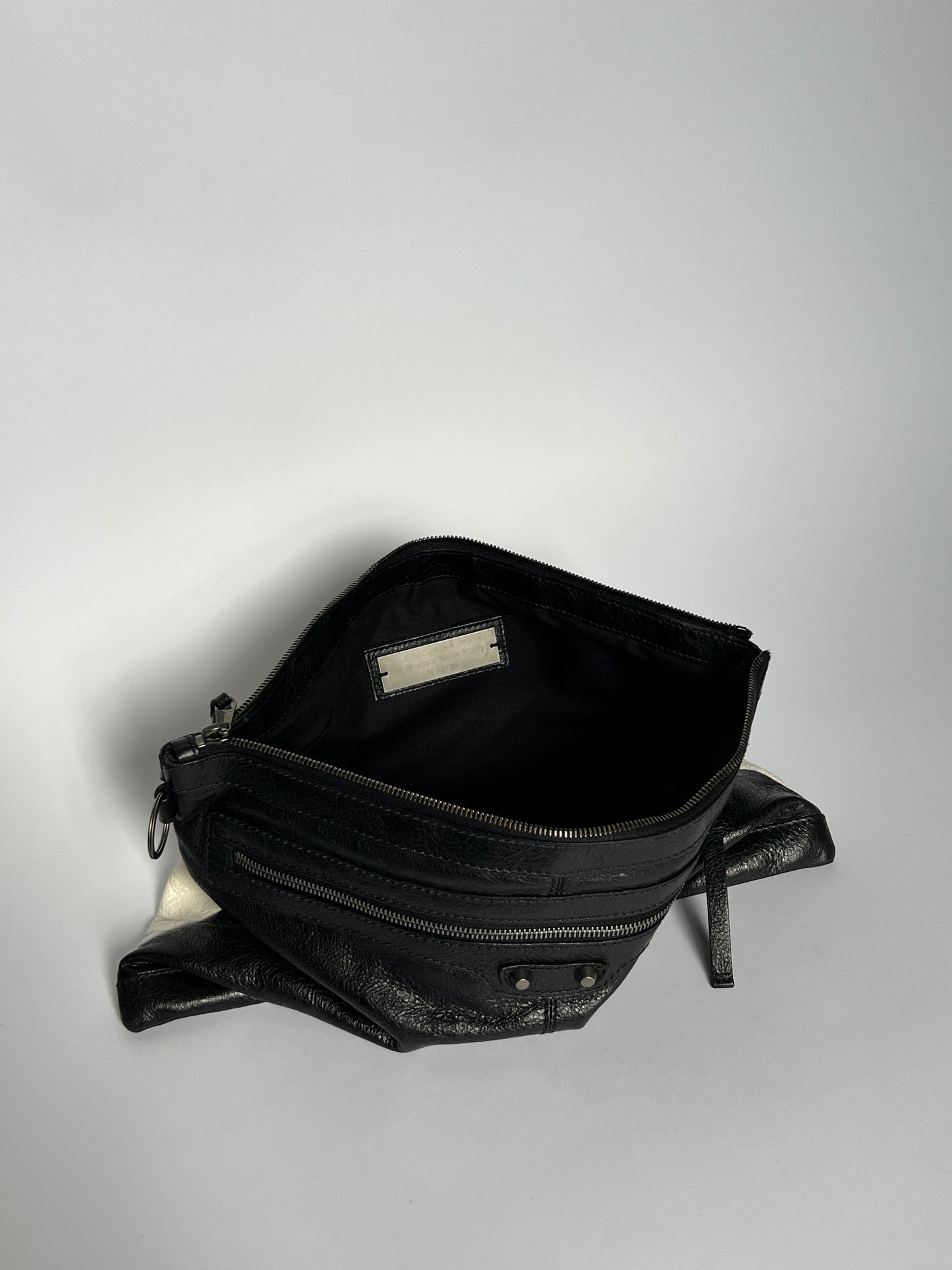 Balenciaga Two Tone Leather Motorcycle Clutch