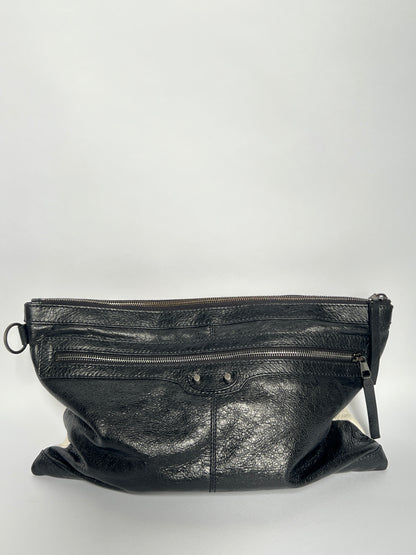Balenciaga Two Tone Leather Motorcycle Clutch