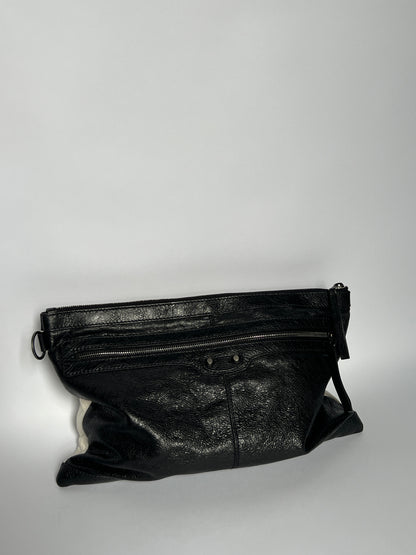 Balenciaga Two Tone Leather Motorcycle Clutch