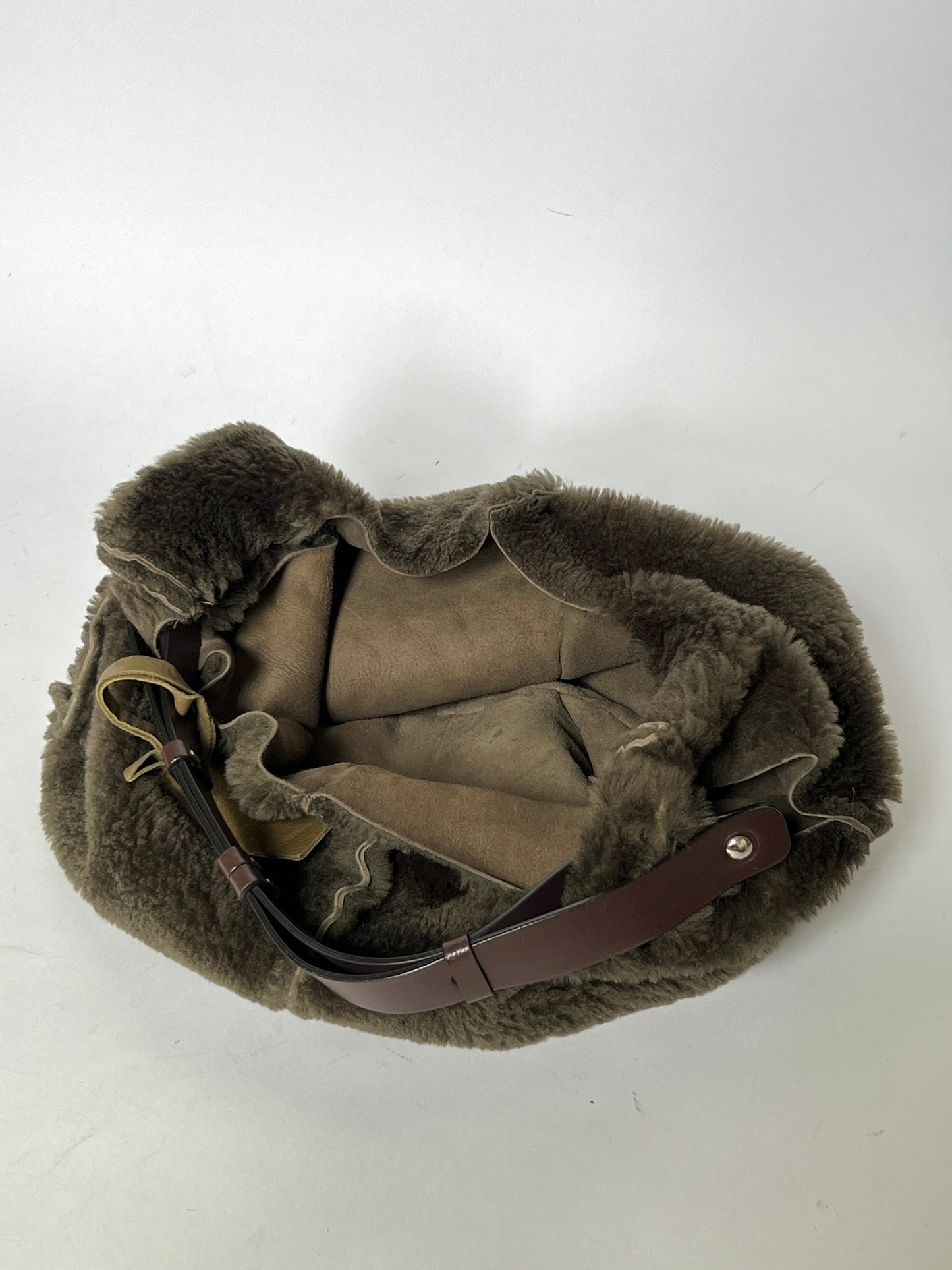Italian Shearling Tote with Leather Handle