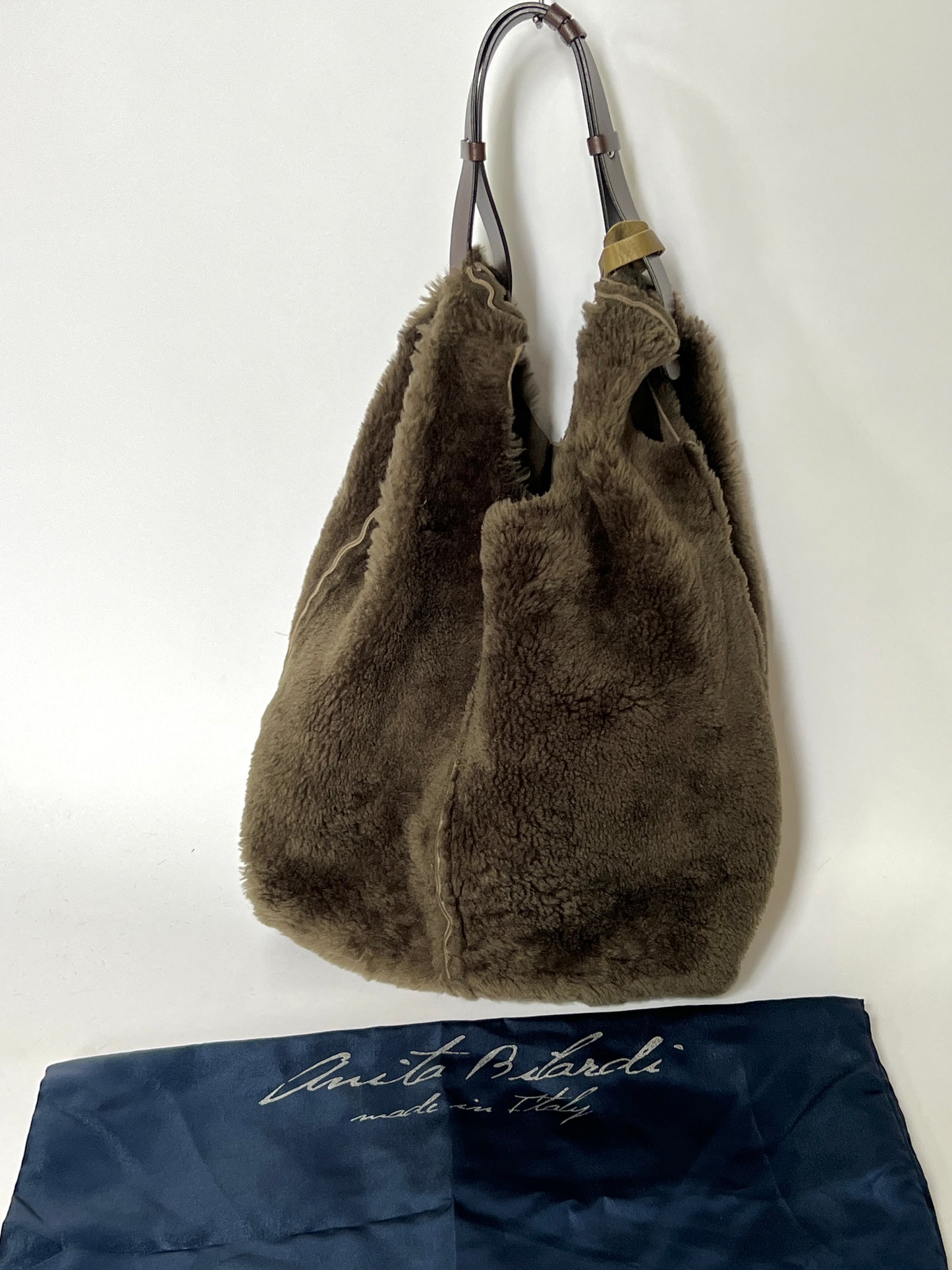 Italian Shearling Tote with Leather Handle