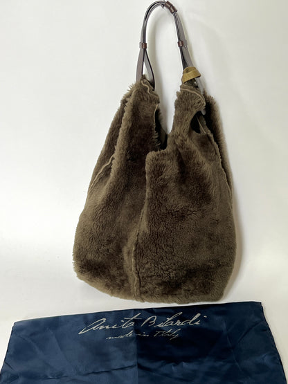 Italian Shearling Tote with Leather Handle
