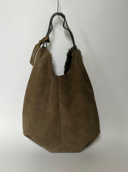 Italian Shearling Tote with Leather Handle
