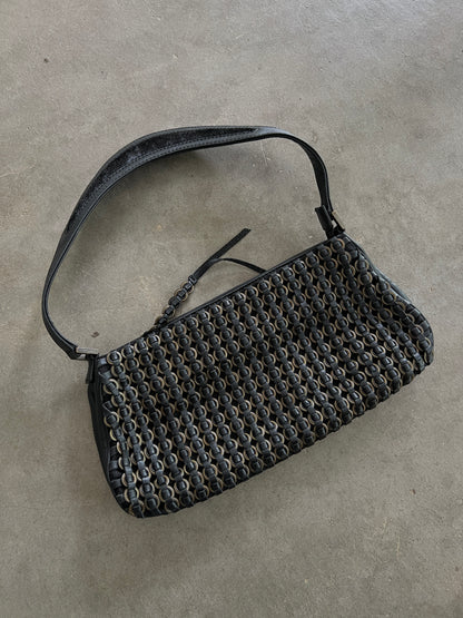 Vintage Italian Ring Weave Shoulder Bag with Pony Hair Handle