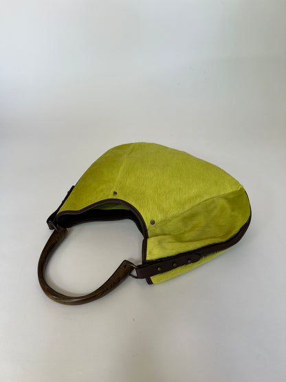 Chartreuse Pony Hair Hobo Bag