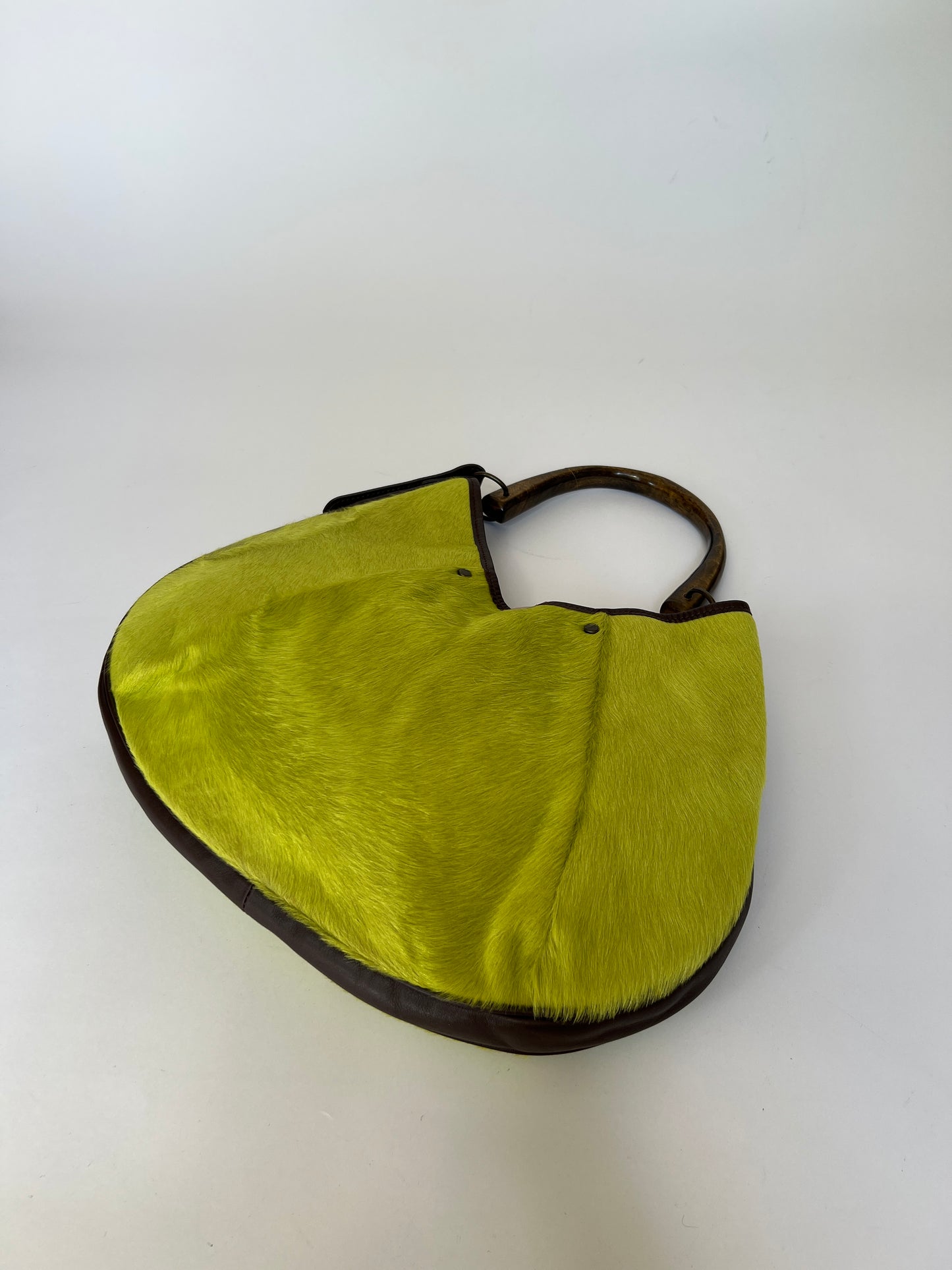Chartreuse Pony Hair Hobo Bag