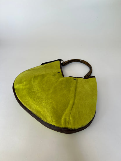 Chartreuse Pony Hair Hobo Bag