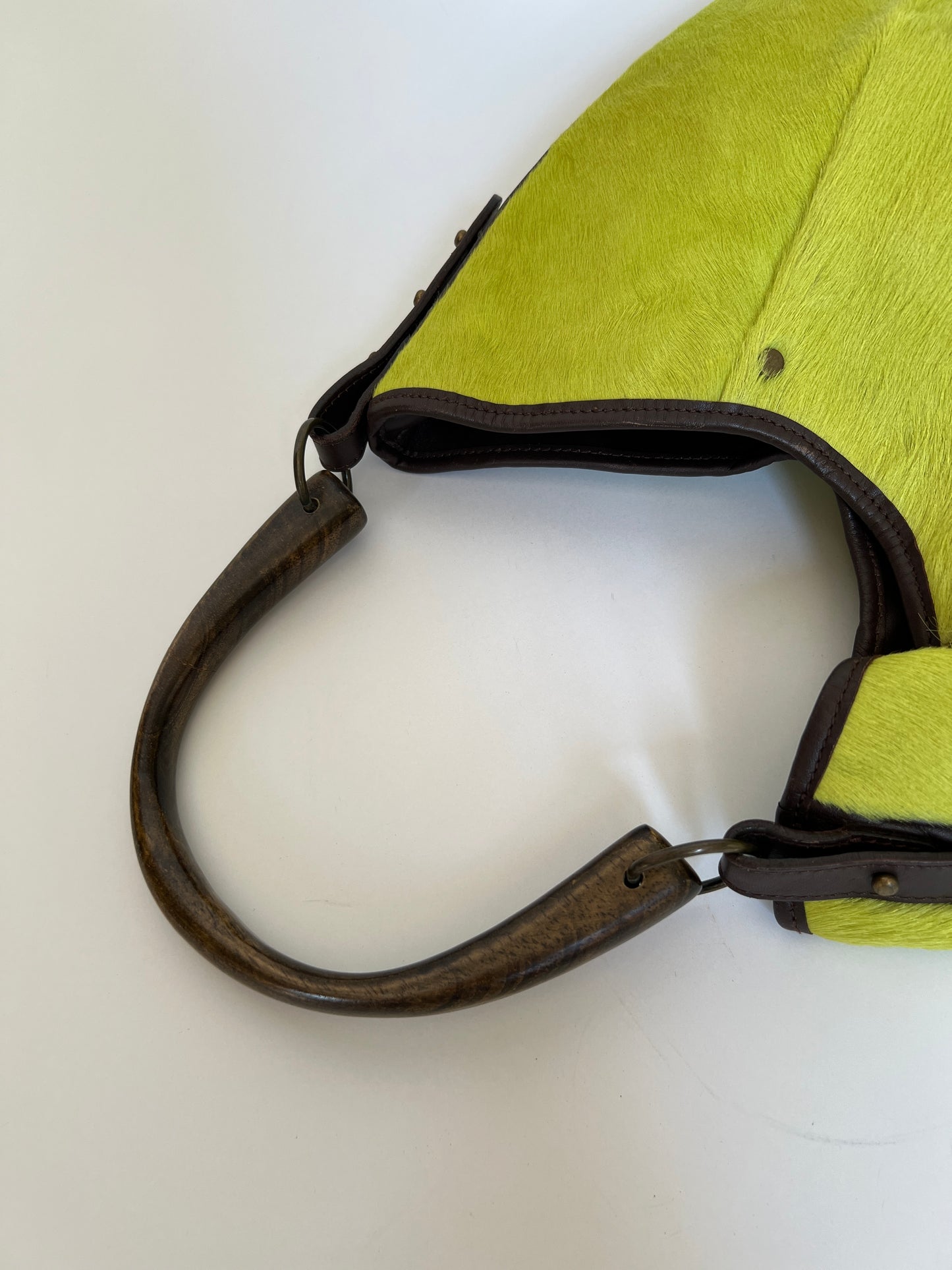 Chartreuse Pony Hair Hobo Bag