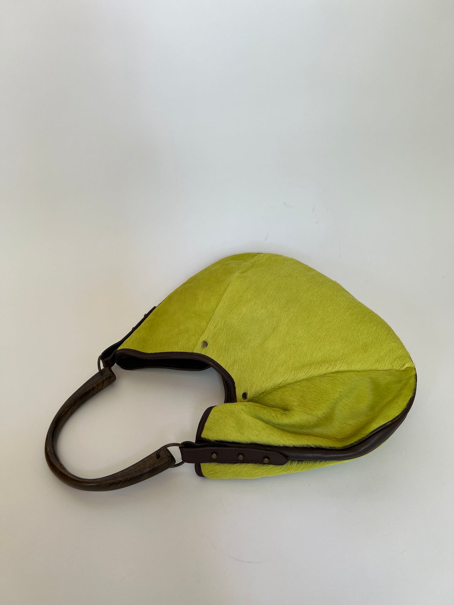 Chartreuse Pony Hair Hobo Bag
