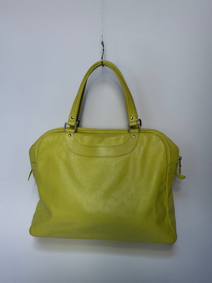 Yellow Leather Travel Tote with Red Lining