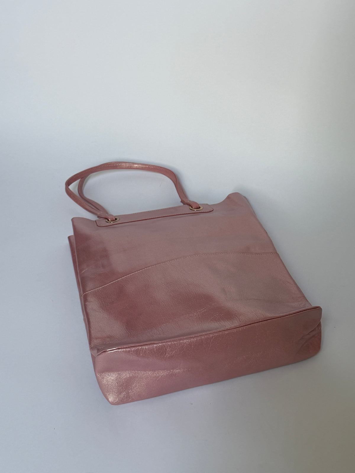 Metallic Pink Leather Mini Tote with Suede Lining