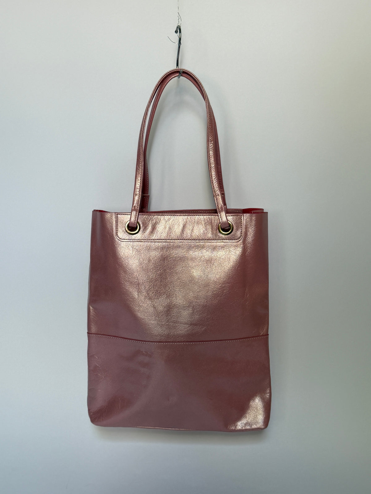 Metallic Pink Leather Mini Tote with Suede Lining