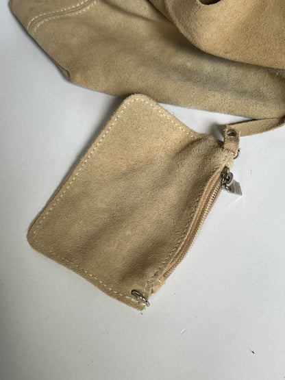 Slouchy Suede Ecru Tassel Tote