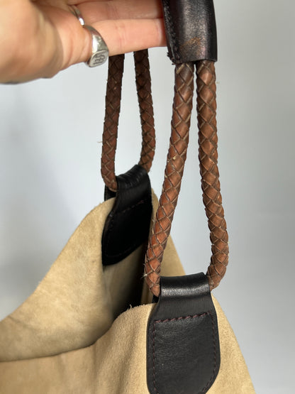 Slouchy Suede Ecru Tassel Tote