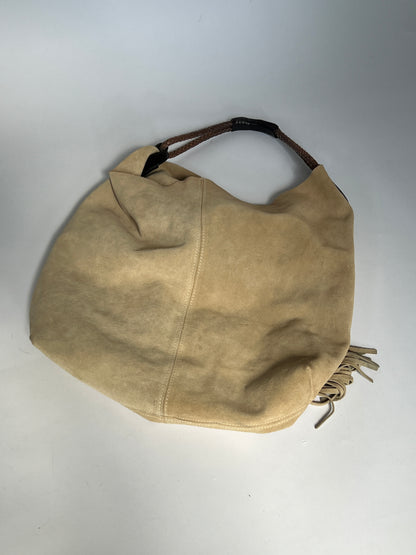 Slouchy Suede Ecru Tassel Tote