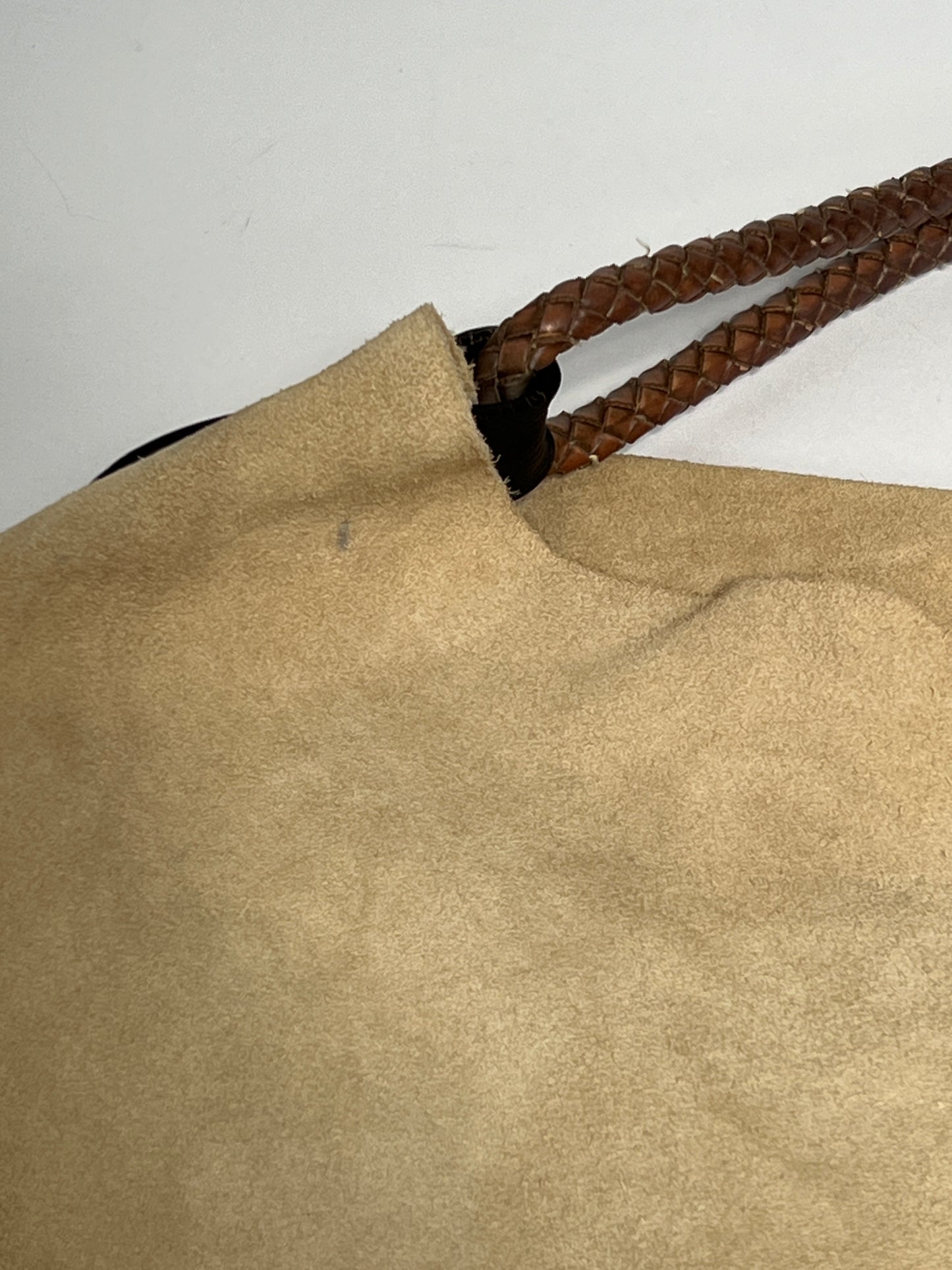 Slouchy Suede Ecru Tassel Tote