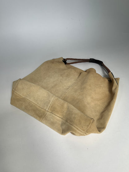Slouchy Suede Ecru Tassel Tote