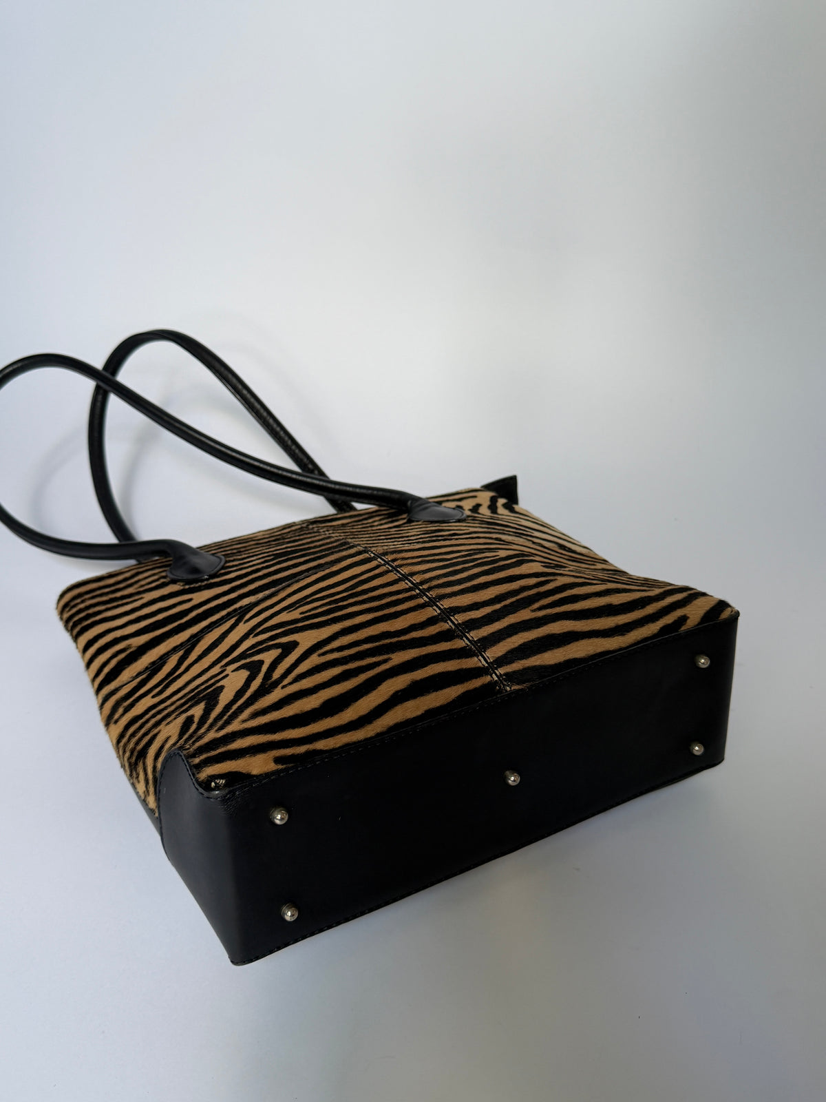 Tiger Print Calf Hair Structured Tote Bag