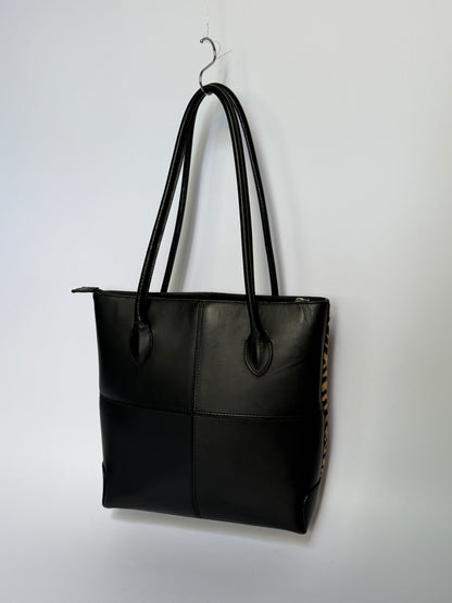 Tiger Print Calf Hair Structured Tote Bag