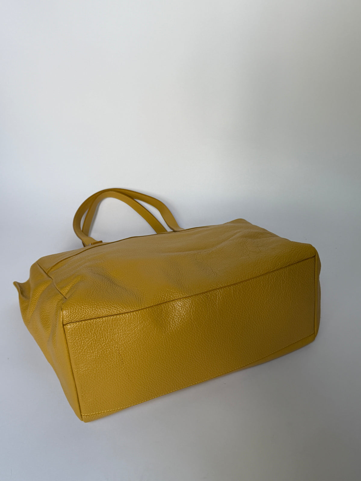 Mustard Yellow Leather Oversized Tote Bag