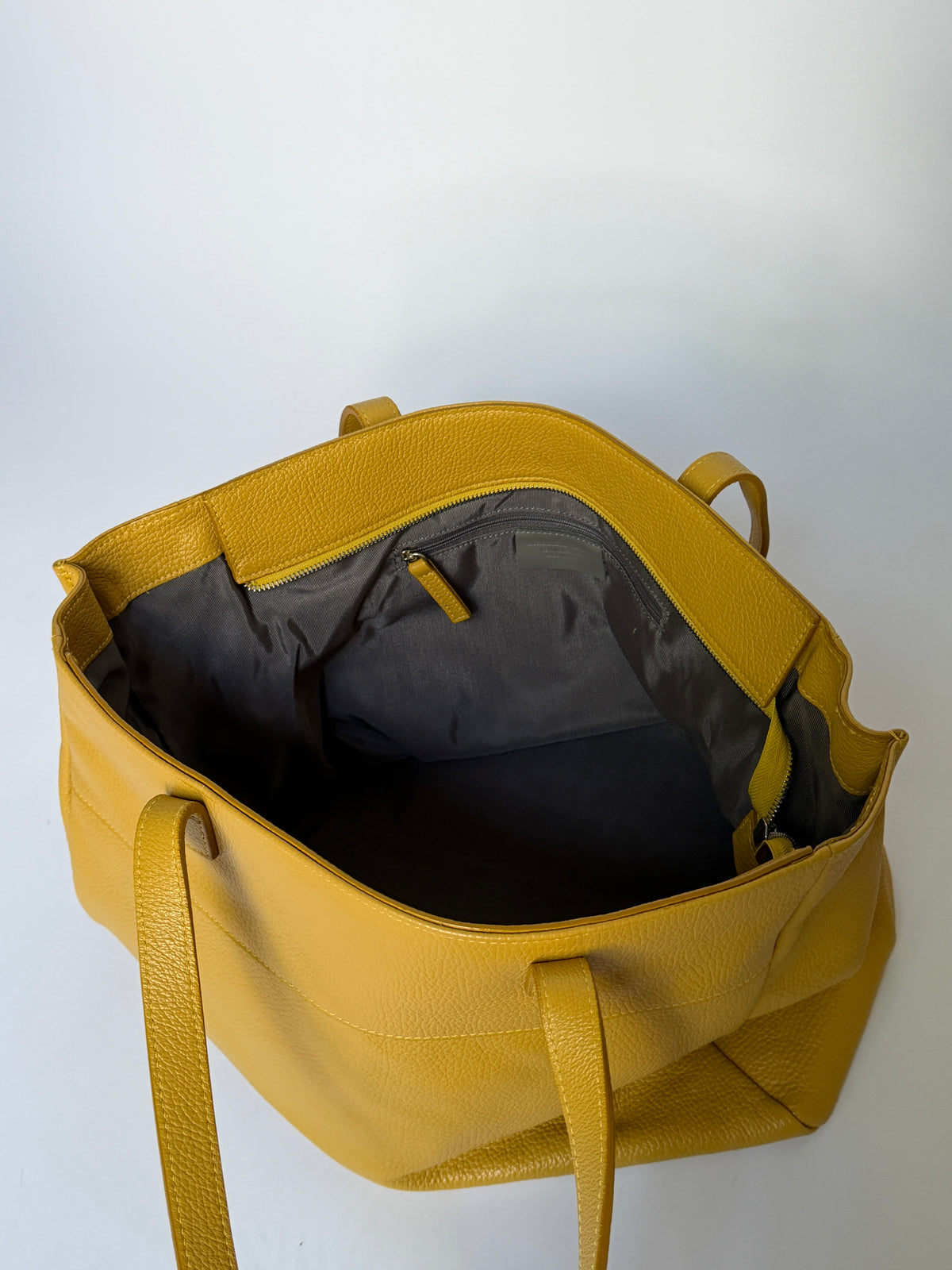 Mustard Yellow Leather Oversized Tote Bag
