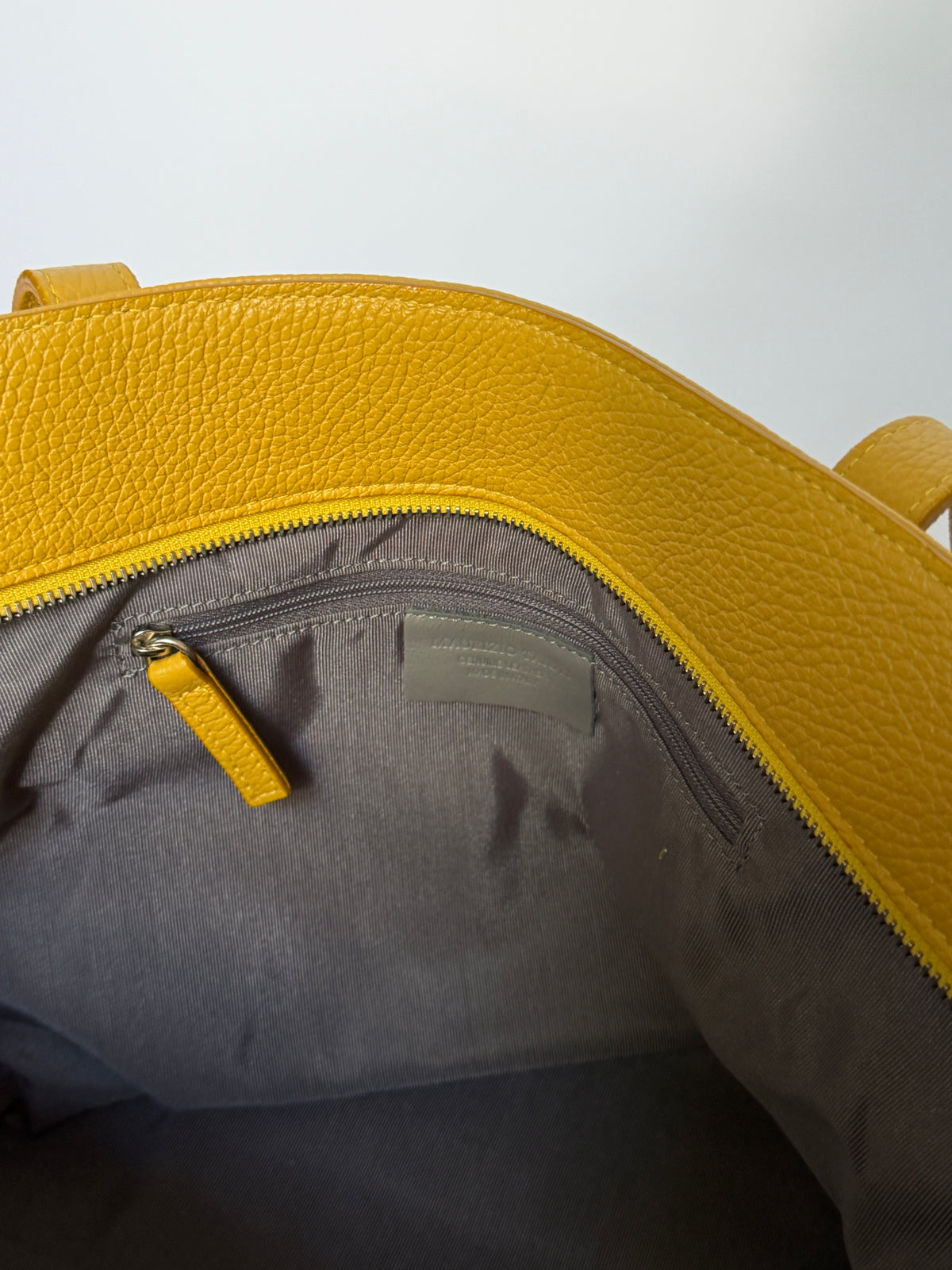 Mustard Yellow Leather Oversized Tote Bag