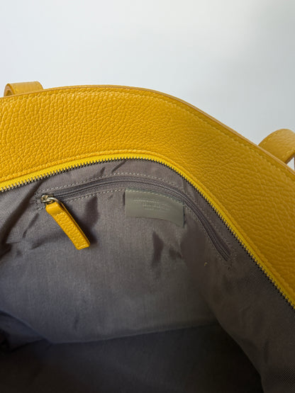 Mustard Yellow Leather Oversized Tote Bag